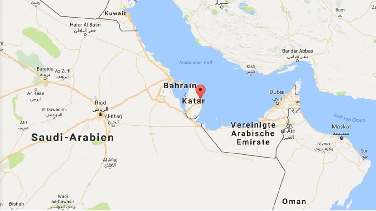 خريطة الدوحة قطر على خريطة العالم ، 