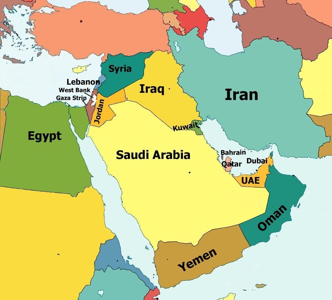 خريطة قطر والدول المحيطة