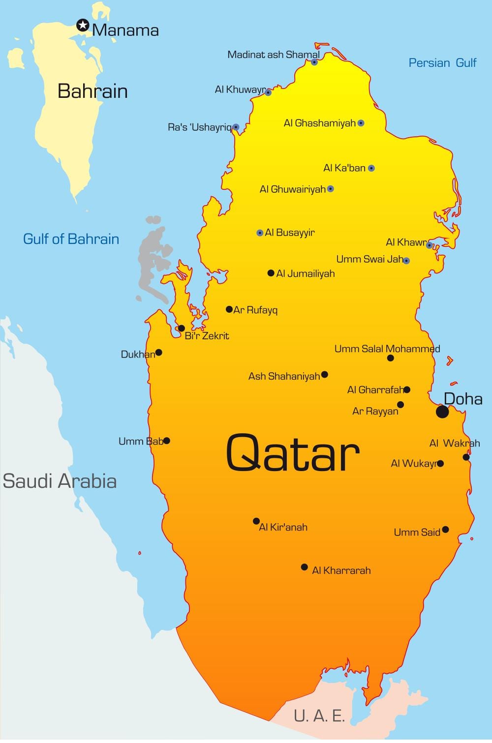 خريطة رأس المال من قطر 