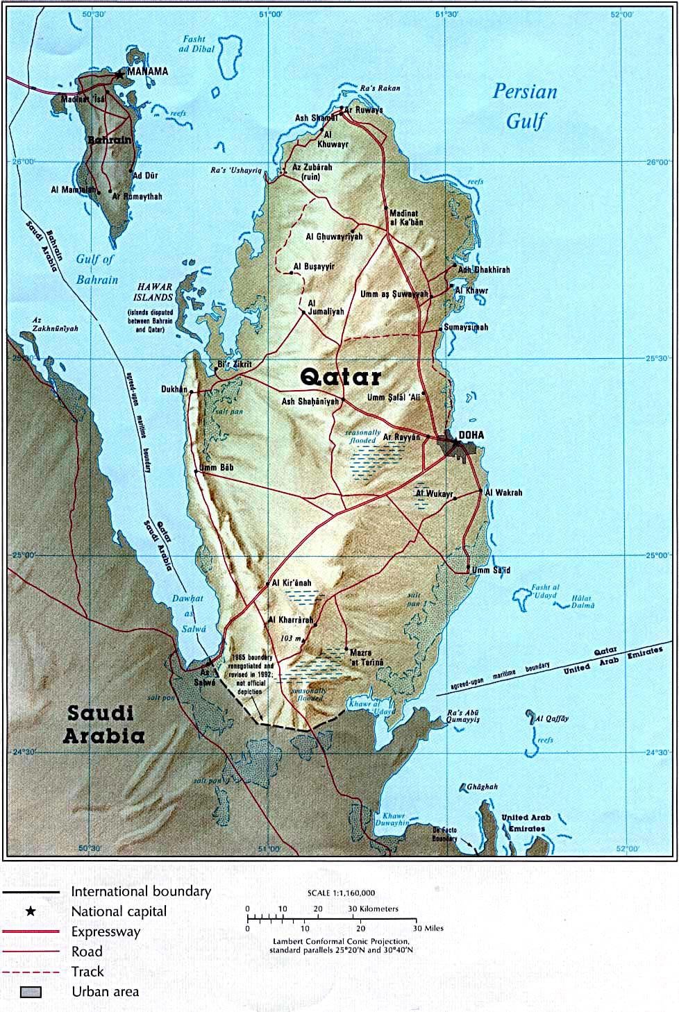خريطة قطر المادية