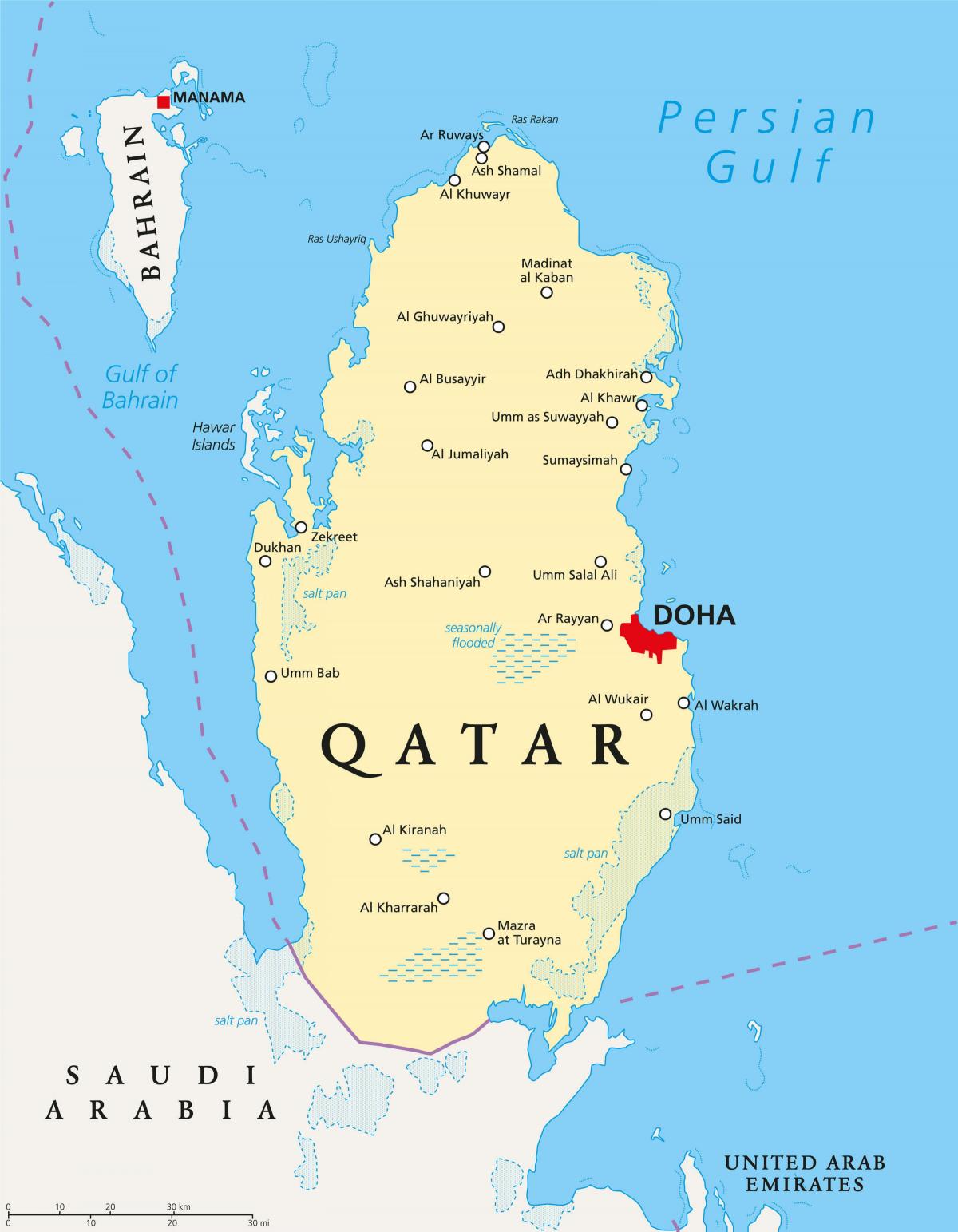 قطر خريطة المدن