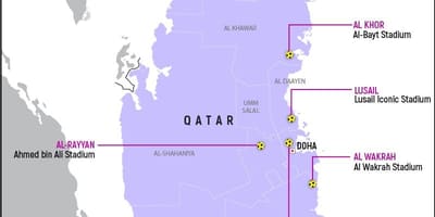 خريطة قطر كأس العالم الملاعب 